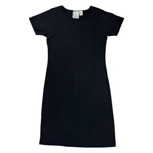 Michael Simon T-Shirt Dress M Black 100% Cotton Short Sleeve 90s Minimalism LBD